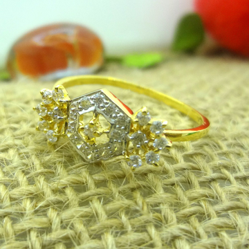 916 gold cz diamond hexagonal shape ladies ring