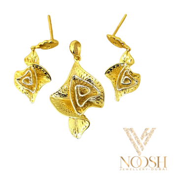 22k gold turkish amore flower pendant set by 