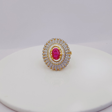 22k Gold Exclusive Red Stone Sitting Ring by 