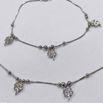 Hallmark silver tiny floral charms princess anklets pair by puran