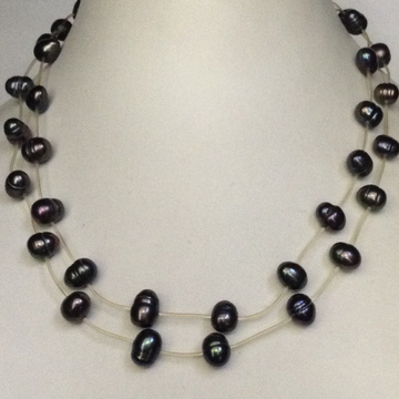 black potato pearls 2 layers pipe necklace JPM0179
