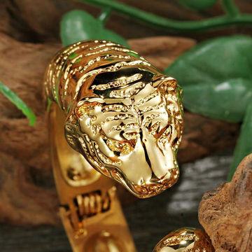Showroom of 14 kt real solid yellow gold tiger face cuff mens bracelet 60  gram  Jewelxy  224463