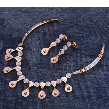750 Rose Gold Hallmark Stylish Necklace Set RN212