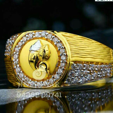 Dazzeld Cz Gold Gents Ring 916