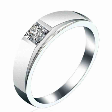 18KT White Gold Round Shape Diamond Gents Ring by 