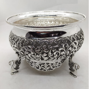 puran pure silver royal fruit bowl with peacock ba... by 