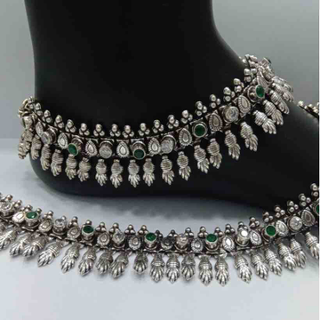 925 sterling silver Antique Bridal Payal by Veer Jewels