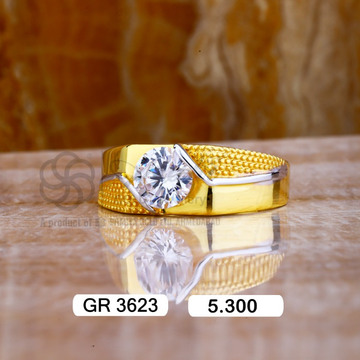 22K(916)Gold Gents Single Solitaire Ring by Sneh Ornaments