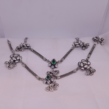  silver Rose design oxidised Anklets by Rangila Jewellers