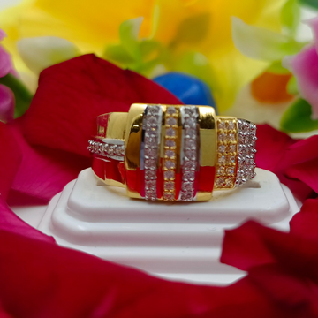 916 GOLD FANCY CZ LINE CASUAL GENTS RING by Ranka Jewellers