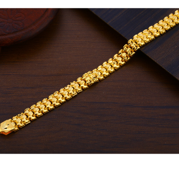 916 Gold CZ Hallmark Mens Designer Plain Bracelet...