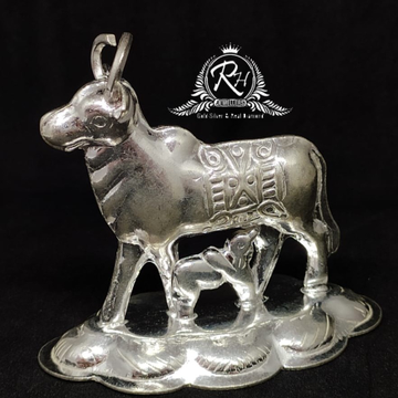 silver cow and calf statue rh-mt960