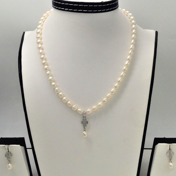 White cz and pearls pendent set with oval pearls mala jps0168