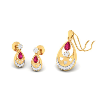 22k gold cz classy pendant set by 