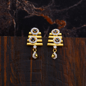 Ladies 916 Gold Cz Earrings-LFE124