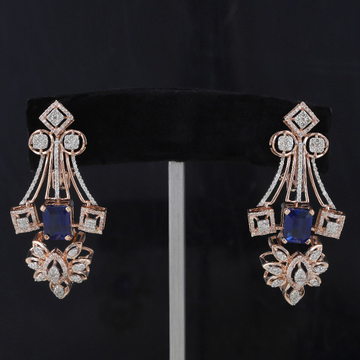 18kt rose gold dark blue stone diamond earrings by 