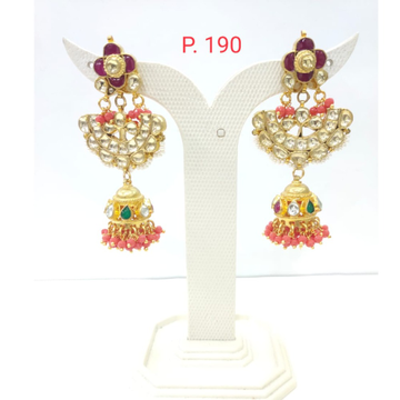 Traditional Gold plated Kundan Design Jhumki Earri...