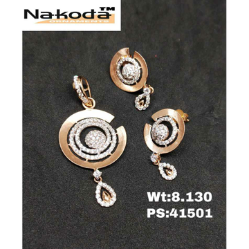 18K Ladies Fancy Rose Pendant Set