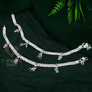 Silver kismatminnakari payal-Touch(60,70) by Jewels Zone