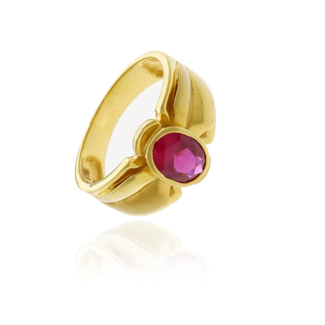 Simple 22k Pink Stone Studded Gold Ring