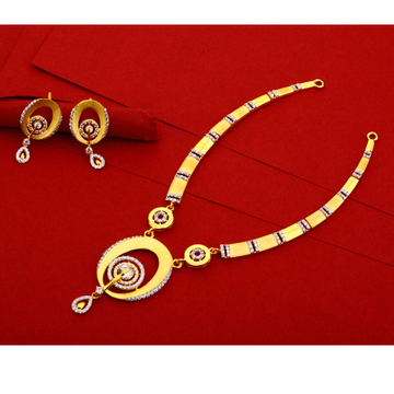 22KT Cz Ladies Gold exclusive Necklace Set LN135