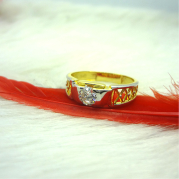 916 gold cz diamond solitaire gents ring