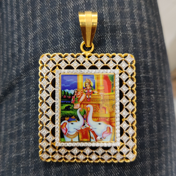 916 Gold Fancy Shakti Maa Photo Pendant