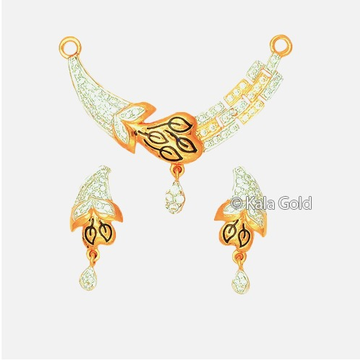 916 CZ Fancy Diamond Leaf Shaped Pendant Set by 