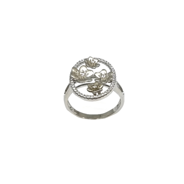 Flower Ring With Matte Finish In 925 Sterling Silv...