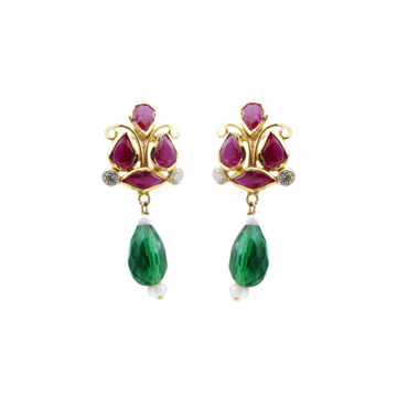 18K Gold Colour Stone Earring by 