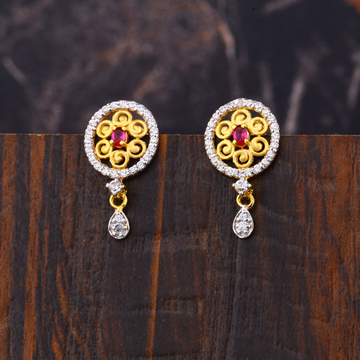 Ladies 22K gold Diamond Earrings -LFE158