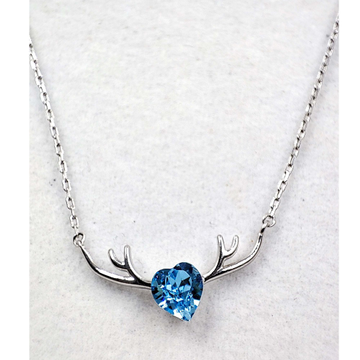 925 silver dear blue heart  necklace