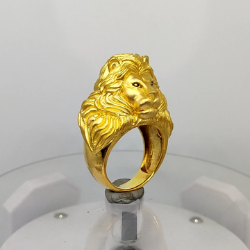 Lion Head Silver and 14k Rose Gold Handcrafted Cuff Ring - Dinara Studio