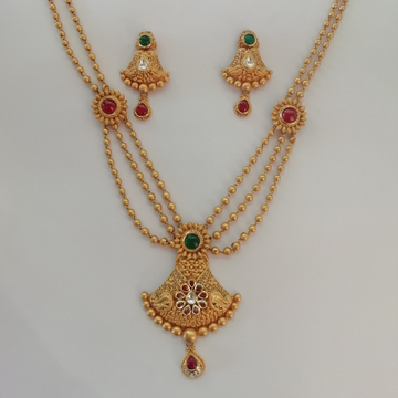 916 gold antique jadtar red and green colour stone... by 