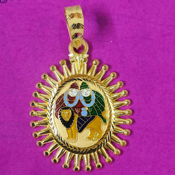 916 Gold Chamunda Ma Surykiran Mina Pendant by Saurabh Aricutting