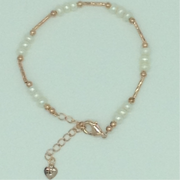 White Flat Pearls With Golden Pipe Alloy Chain Bracelet JBG0129