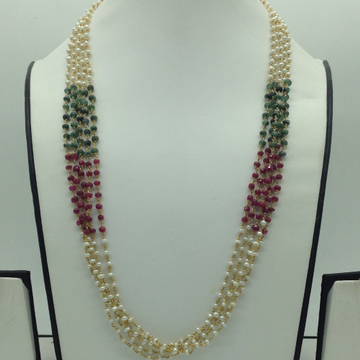 Red,Green Beeds and Pearls 6 Line Taar Mala JSS0180