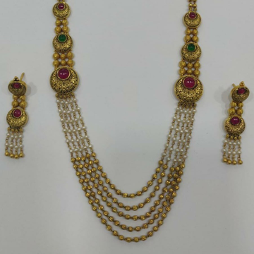22KT Gold Rare Collection Of Pearl Beads With Gree...