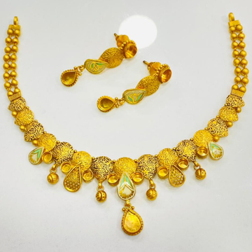 916 Gold Fancy Necklace Set For Wedding by Gold & Silver Palace