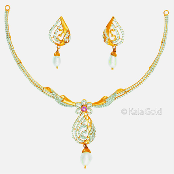 916 CZ Gold Classic Diamond Necklace Set by 