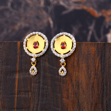 Ladies 22K Gold Diamond Earring -LFE266