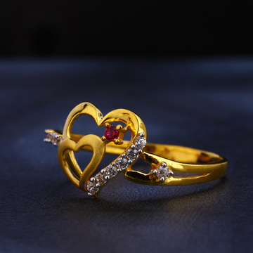 916 Gold  CZ  Heart Design Women's  Ring LR386