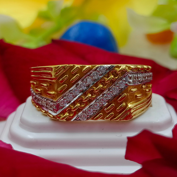 916 GOLD CASTING CZ GENTS RING by Ranka Jewellers