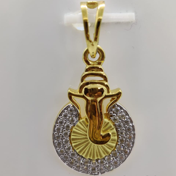 22kt gold cz stone lord ganpati pendant by Aaj Gold Palace