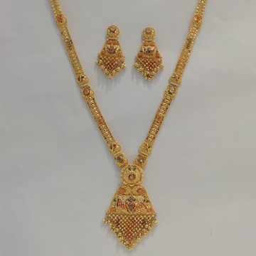 916 gold kalkati work fancy long set by 