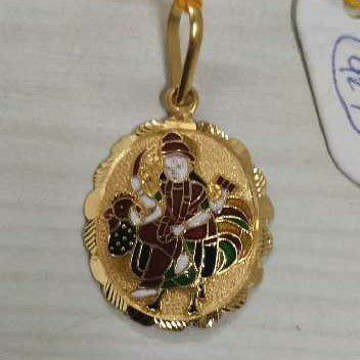 916 Gold Casting Bahuchar Maa Meenakari Pendant