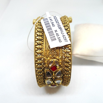 916 Gold Antique Kundan Kada Bangle RHJ-6297