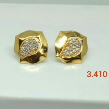 Yellow Gold Plain Classic Earrings by 