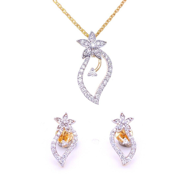 Pristine Leafy Diamond Pendant And Earrings Set