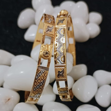 916 Gold Double Pipe Copper Kadli Bangle by 